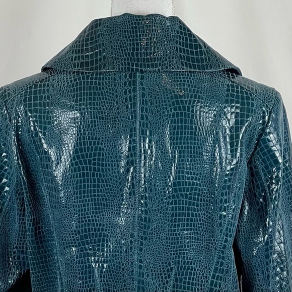 Pamela McCoy Turquoise Snakeskin Embossed Pure Leather Jacket NWOT - Picture 5 of 12